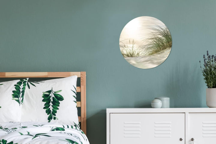 MuchoWow Wandbild Rund Wanddeko Deko Wohnzimmer Bilder 30x30 cm Dünen - Watteninseln - Wasser, 30x30