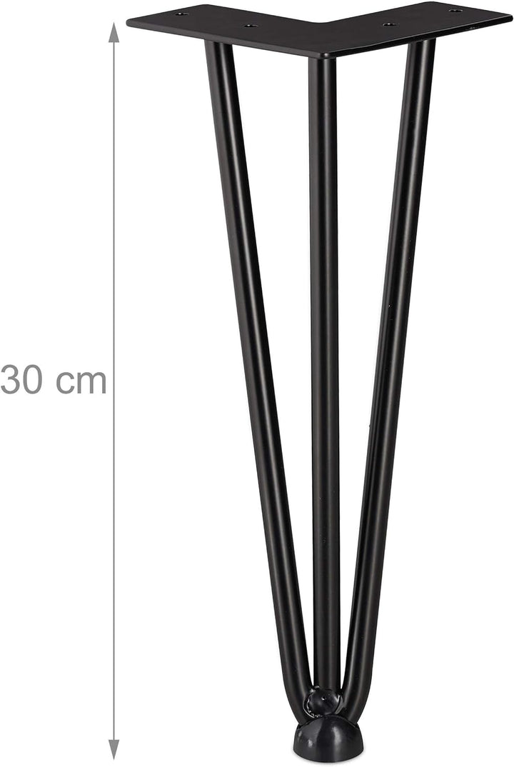 Relaxdays Hairpin Legs, 4er Set, 3 Streben, Metall, Haarnadel Tischbein für Hocker, Tisch & Schrank,