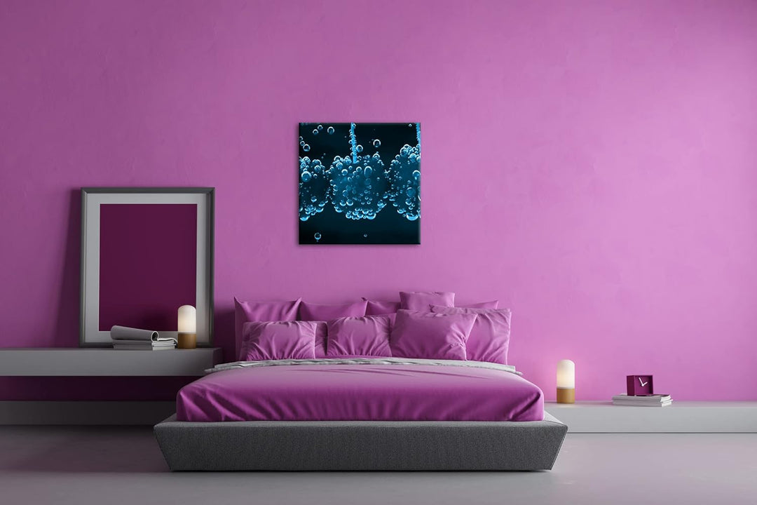 deyoli Wasserblasen an Kirschen Format: 60x60 Effekt: Monocrome Blau als Leinwand, Motiv fertig gera