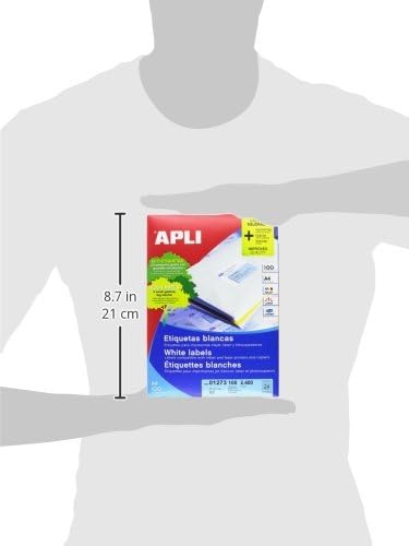Apli 1273 - Pack 100 weiβe Etiketten für Drucker 70X37 70 x 37 mm 100 Blatt, 70 x 37 mm 100 Blatt