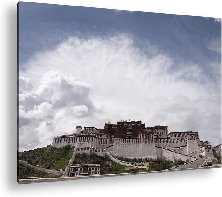 deyoli Potala Palast in Tibet im Format: 80x60 als Leinwandbild, Motiv fertig gerahmt auf Echtholzra