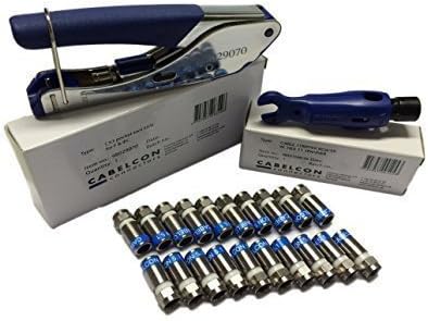 Cabelcon SET bestehend aus Kompressionszange Pocket Tool + Cable Stripper + 20 Stück Kompressions-F-
