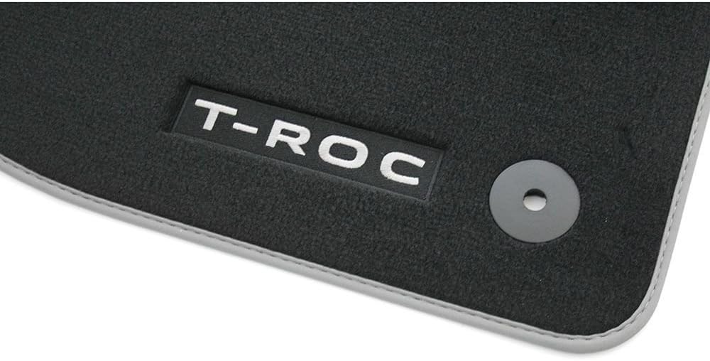 Volkswagen 2GA061270WGK Premium Textil Fussmatten 4X Velours Stoffmatten schwarz mit T-ROC Schriftzu