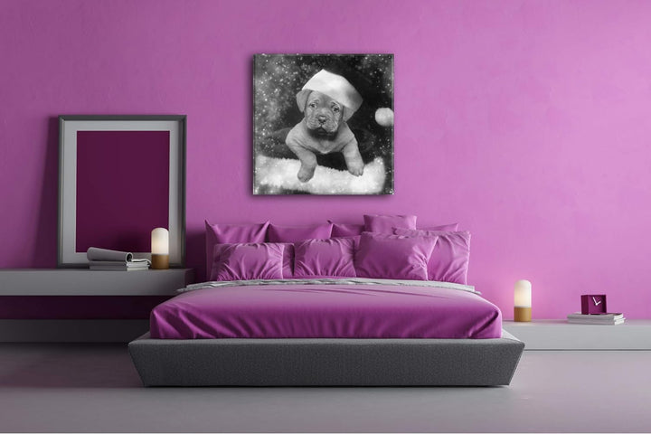 deyoli Tierisches Weihnachten Format: 60x60 Effekt: Schwarz&Weiss als Leinwandbild, Motiv fertig ger