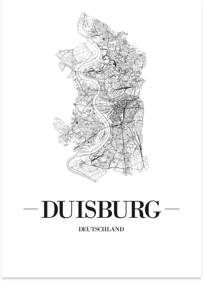 JUNIWORDS Stadtposter, Duisburg, Wähle eine Grösse, 40 x 60 cm, Poster, Schrift A, Weiss 40 x 60 cm