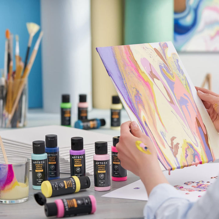 Arteza Malkarton, 27.9 x 35.6 cm, 14 Stück, schwarze Malpappe, grundierte Leinwand-Pappe 100% Baumwo