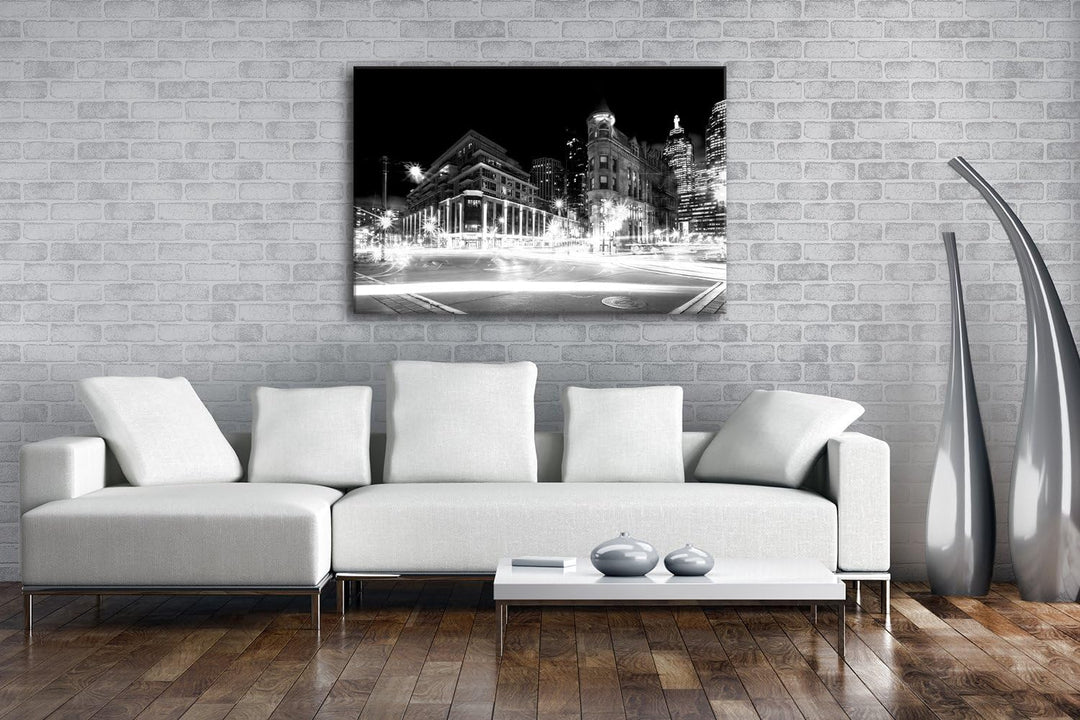 deyoli leuchtende Strassen von Toronto Format: 80x60 Effekt: Schwarz/Weiss als Leinwand, Motiv ferti