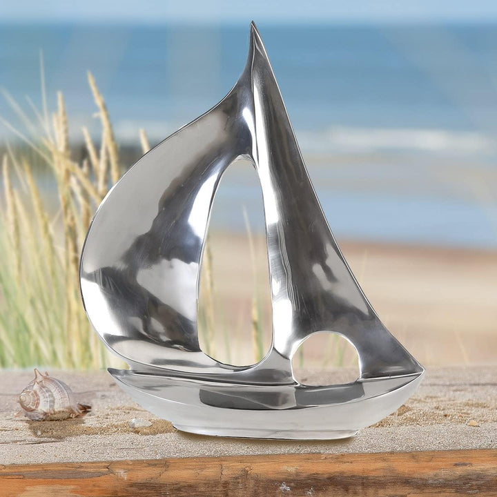 Casablanca Boot Segelboot - Deko Badezimmer - aus Alu poliert - B. 40 cm H. 48 cm Höhe 48 cm Silberf