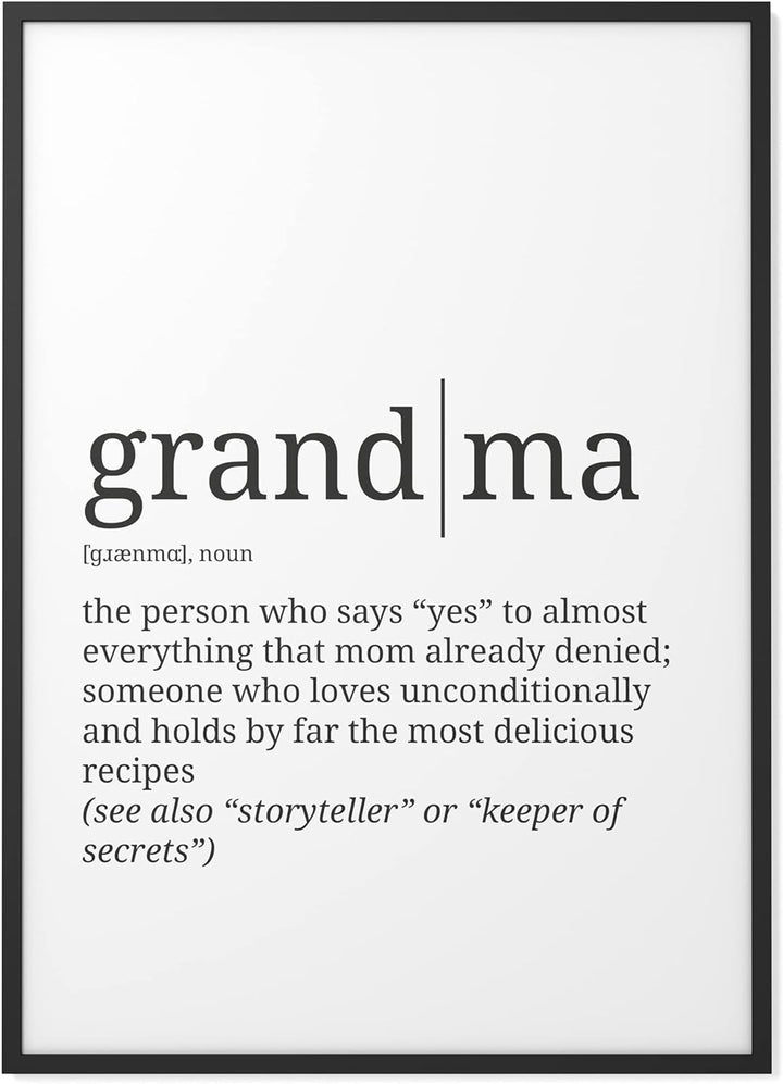 Papierschmiede® Definition Grandma, A1 Poster für Wohnzimmer, Schlafzimmer, Küche, Esszimmer, Wandbi