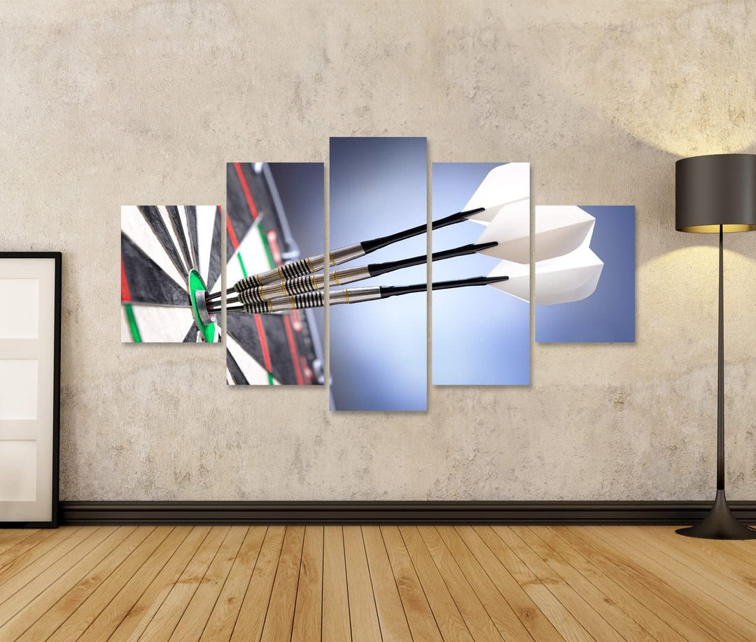 islandburner Bild auf Leinwand DREI Darts Bullseye Wandbild Poster Kunstdruck Bilder Format: 170x80c