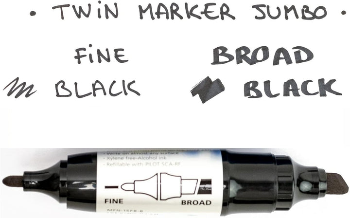 Pilot Marker 6er Set Permanent Twin Marker Jumbo pte Wate und pte Keilspitze schwarz