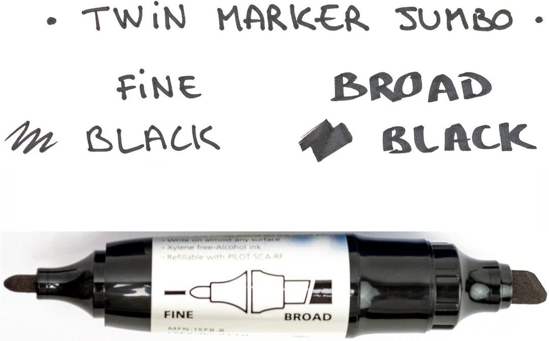 Pilot Marker 6er Set Permanent Twin Marker Jumbo pte Wate und pte Keilspitze schwarz