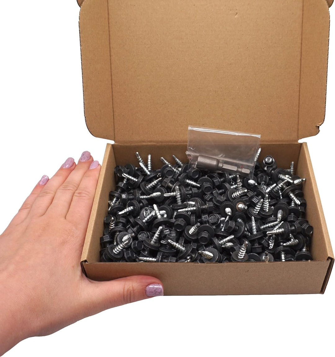 (Packung mit 250 Stück) Metall-Dachschrauben, 4,8 x 25 mm lackierte, selbstbohrende Schrauben mit EP