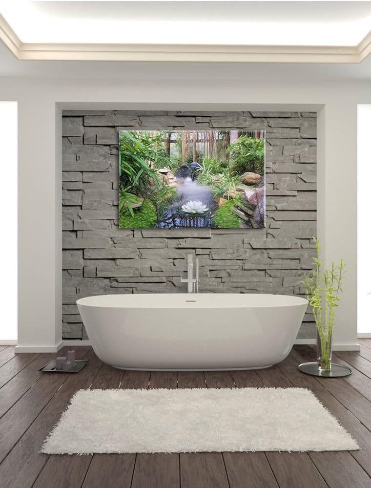 Pixxprint Zen Garten Japan / 100x70cm Leinwandbild bespannt auf Holzrahmen/Wandbild Kunstdruck Dekor