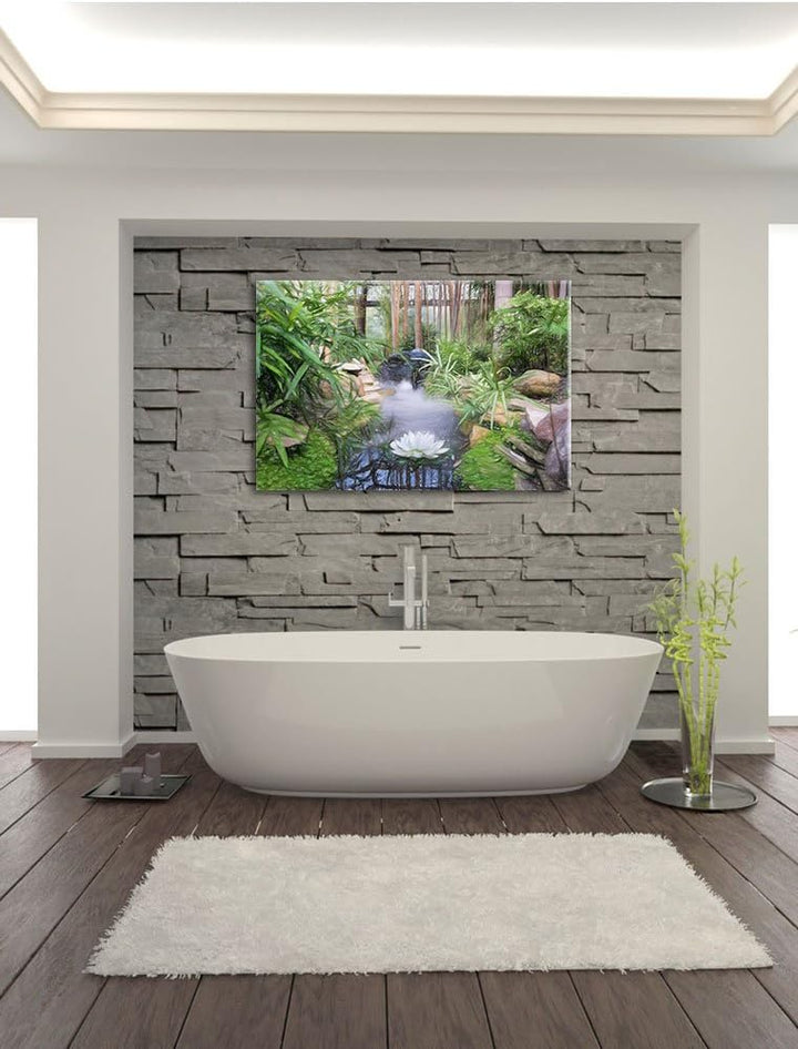 Pixxprint Zen Garten Japan / 100x70cm Leinwandbild bespannt auf Holzrahmen/Wandbild Kunstdruck Dekor