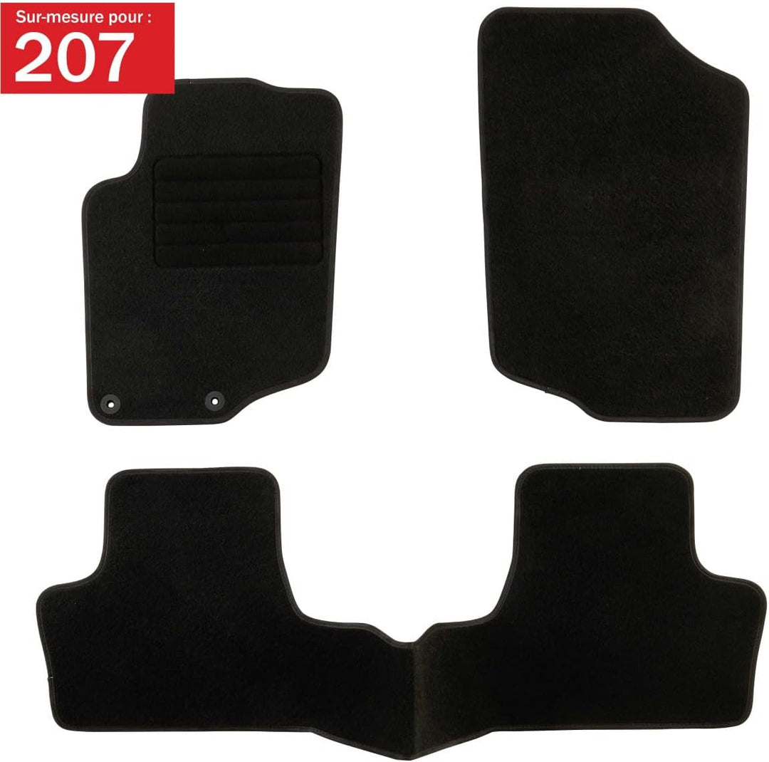 DBS Autofussmatte - nach Mass - 3-teilig - Anti Rutsch - schwarzer Nadelfilz 900g/m² - Velours Ferti