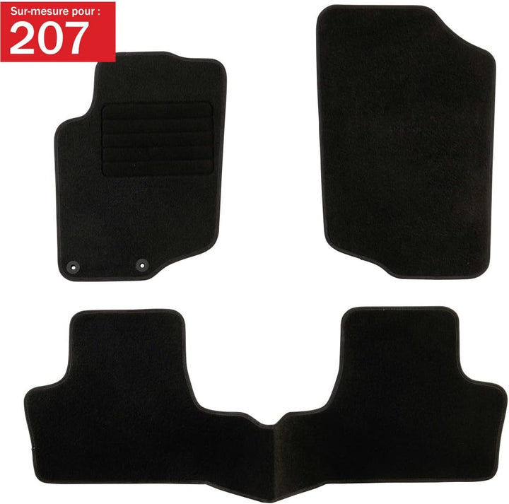 DBS Autofussmatte - nach Mass - 3-teilig - Anti Rutsch - schwarzer Nadelfilz 900g/m² - Velours Ferti