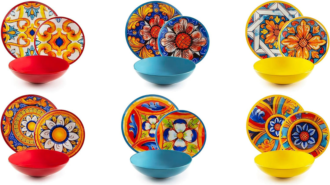 Excelsa Camastra Tellerservice 18 Stück, Porzellan und Steineware, mehrfarbig, 6 Personen Set 18 Pez