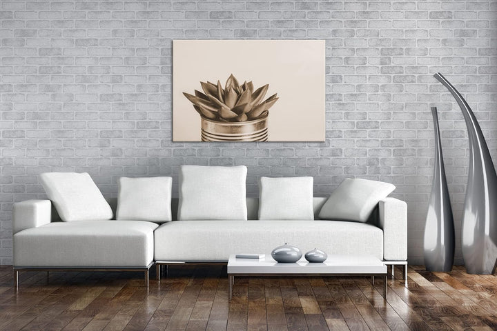 deyoli wachsende Sukkulente Format: 120x80 als Leinwand, Effekt: Sepia, Motiv fertig gerahmt auf Ech