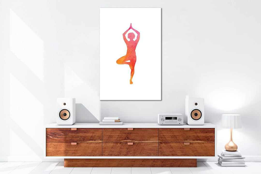deyoli Yoga-Pose-Illustration Format:75x50 cm als Leinwandbild, Motiv fertig gerahmt auf Echtholzrah