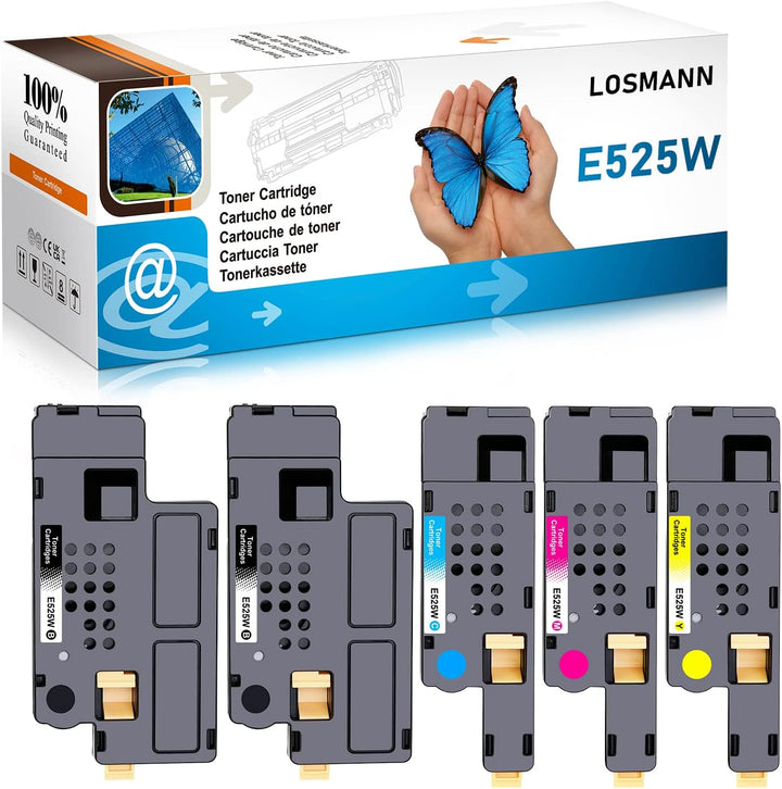 LOSMANN E525W kompatible Toner als Ersatz für Dell E525 E525w 593-BBLN 593-BBLZ 593-BBLV 593-BBLL (5
