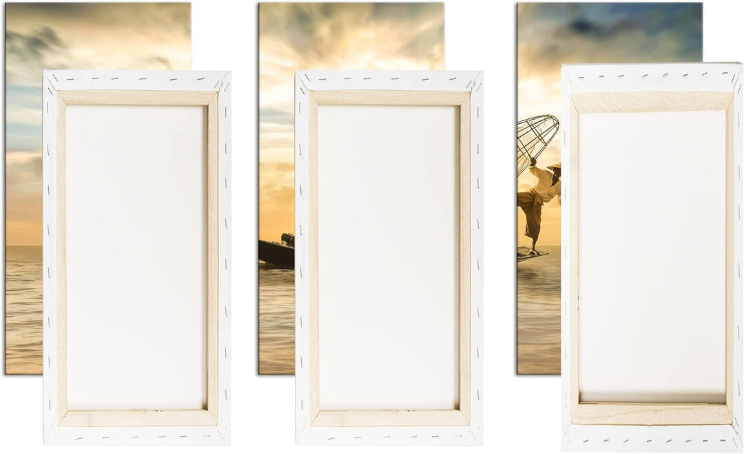 deyoli verspielter Fischer auf seinem Boot Format: 3Teilig als Leinwandbild, Motiv fertig gerahmt au