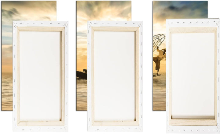 deyoli verspielter Fischer auf seinem Boot Format: 3Teilig als Leinwandbild, Motiv fertig gerahmt au