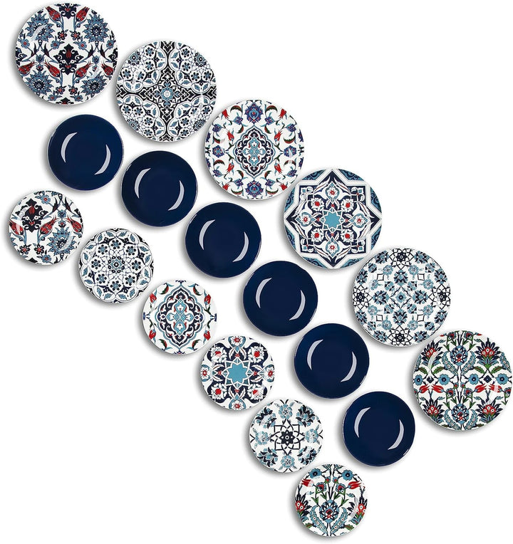 Excelsa Topkapi Teller-Set, 18 Stück, Porzellan und Steineware, mehrfarbig, 6 Personen Set 18 Pezzi