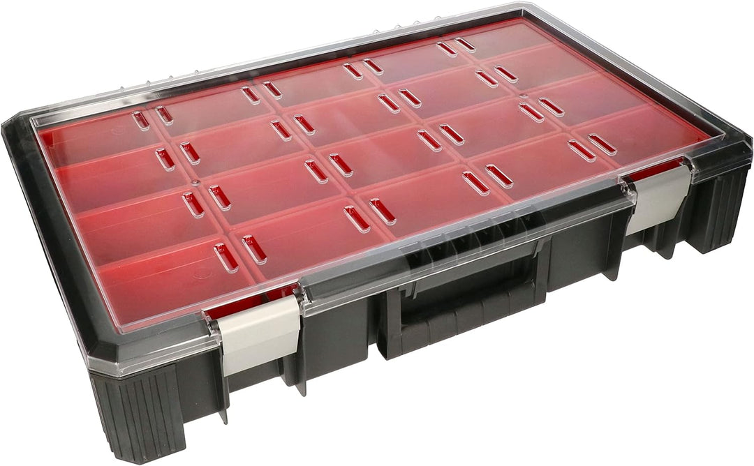 KOTARBAU® Tragbarer Sortimentskasten WRC 39x60x11 cm Aufbewahrungsbox mit Kammern aus Polycarbonat H