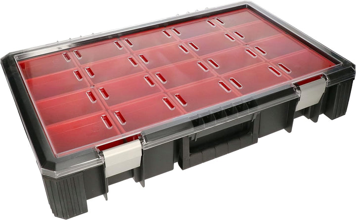 KOTARBAU® Tragbarer Sortimentskasten WRC 39x60x11 cm Aufbewahrungsbox mit Kammern aus Polycarbonat H