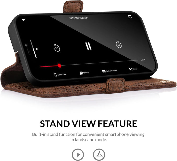 SURAZO Premium Slim Magnet Handyhülle für Xiaomi Redmi Note 12 Pro Hülle Leder – Klappbare Echtleder