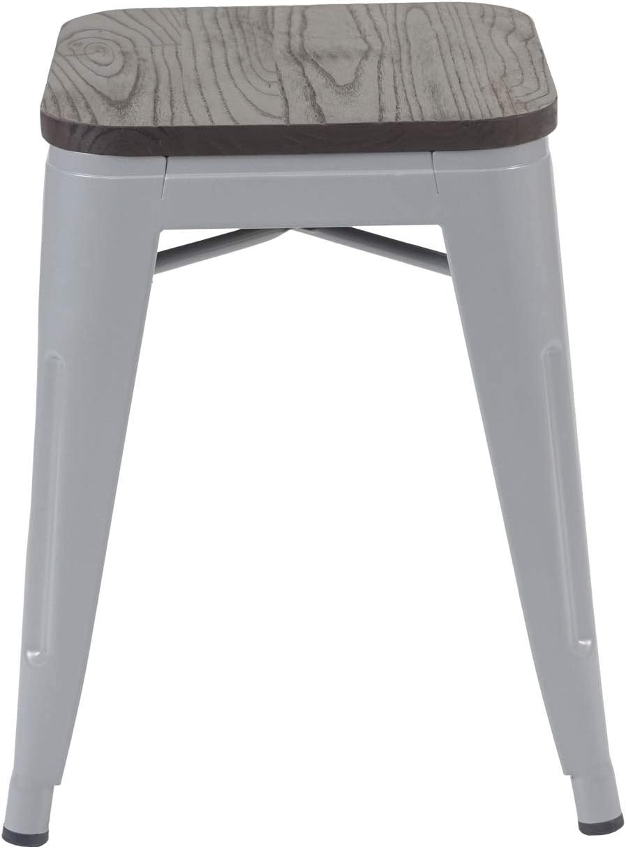 2er-Set Hocker HWC-A73 inkl. Holz-Sitzfläche, Metallhocker Sitzhocker, Metall Industriedesign stapel