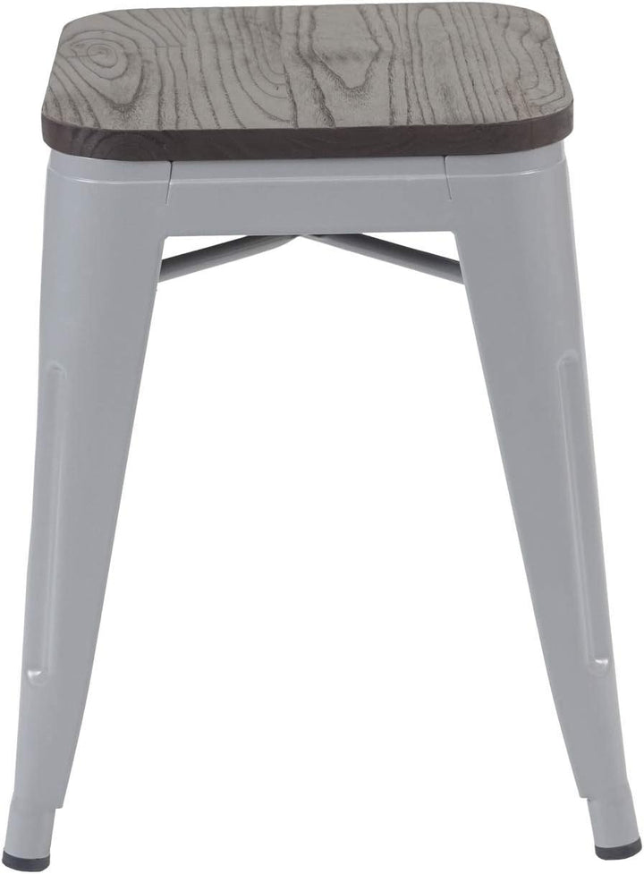 2er-Set Hocker HWC-A73 inkl. Holz-Sitzfläche, Metallhocker Sitzhocker, Metall Industriedesign stapel