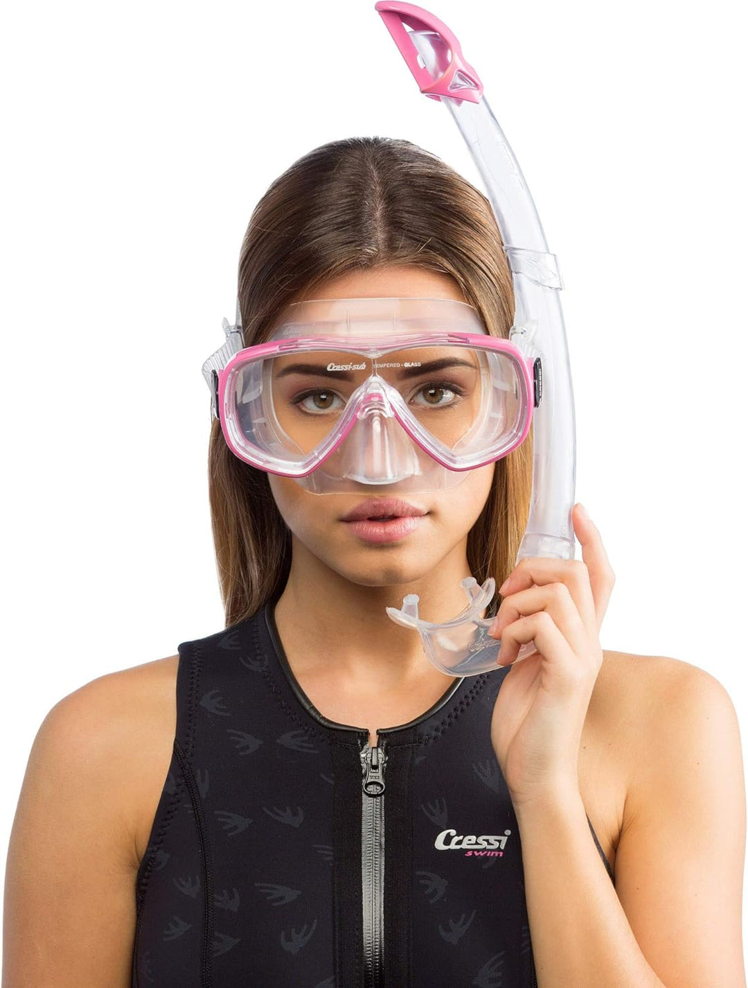 Cressi Unisex-Erwachsene Onda Mare Schnorchelset Tauchset Taucherbrille, Transparent/Rosa, Einheitsg