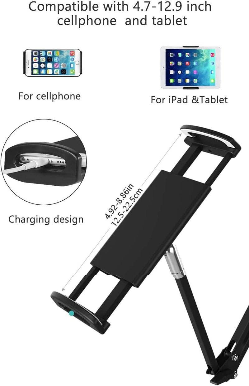 Tablet-Ständer für Bett, Verstellbarer und Faltbarer Tablet-Ständer mit 360-Grad-Drehung für iPhone,