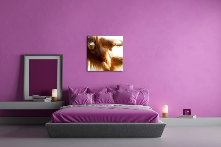 deyoli lustiger Schimpanse Format: 70x70 als Leinwandbild, Motiv fertig gerahmt auf Echtholzrahmen,
