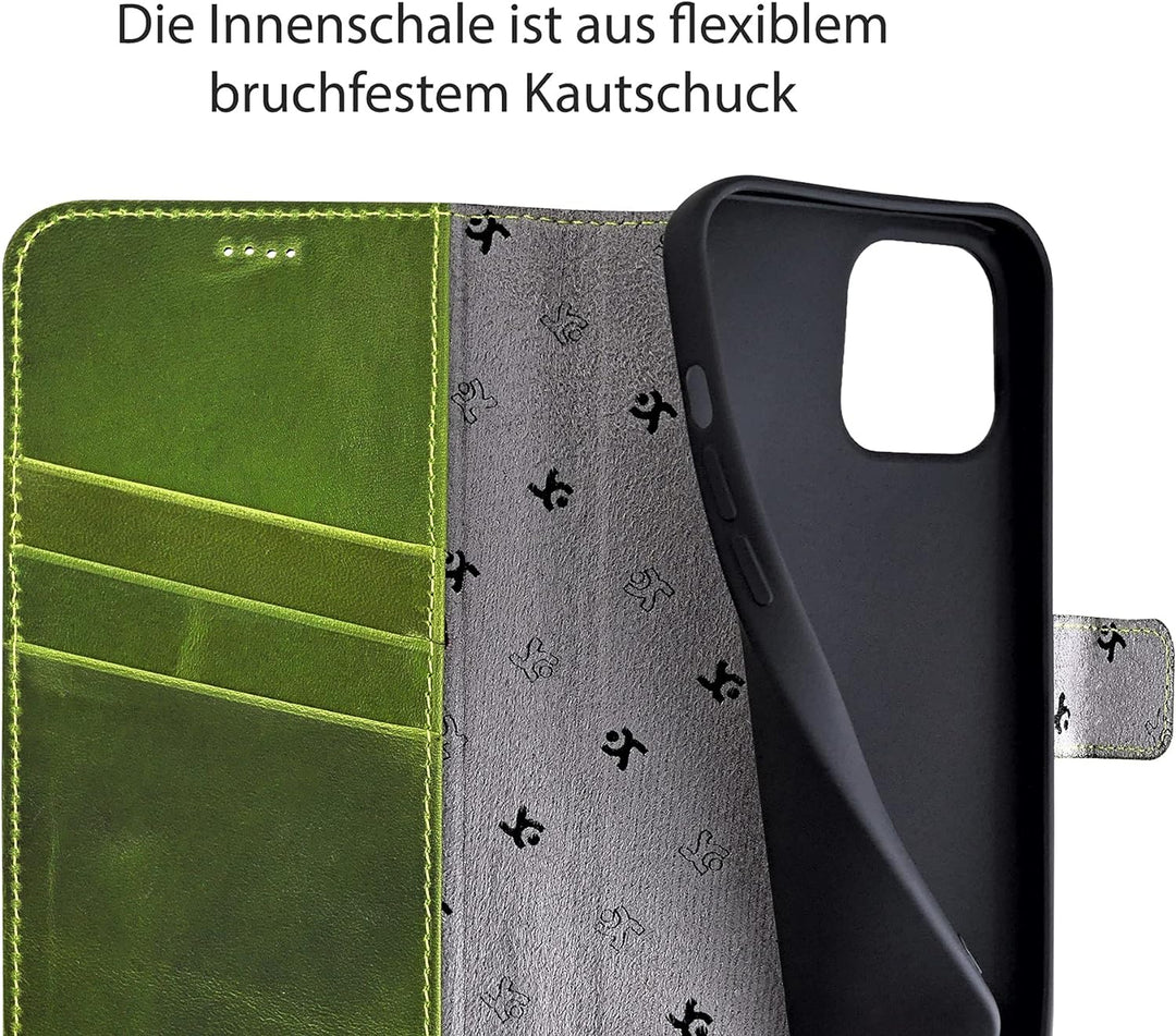Suncase Book-Style Hülle kompatibel mit iPhone 12 Pro Max (6.7") Leder Tasche (Slim-Fit) Lederhülle
