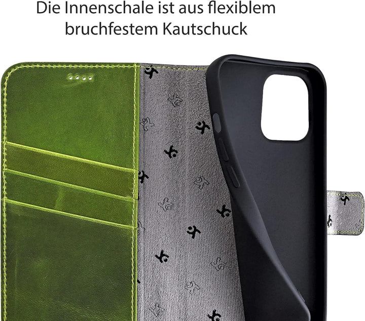 Suncase Book-Style Hülle kompatibel mit iPhone 12 Pro Max (6.7") Leder Tasche (Slim-Fit) Lederhülle