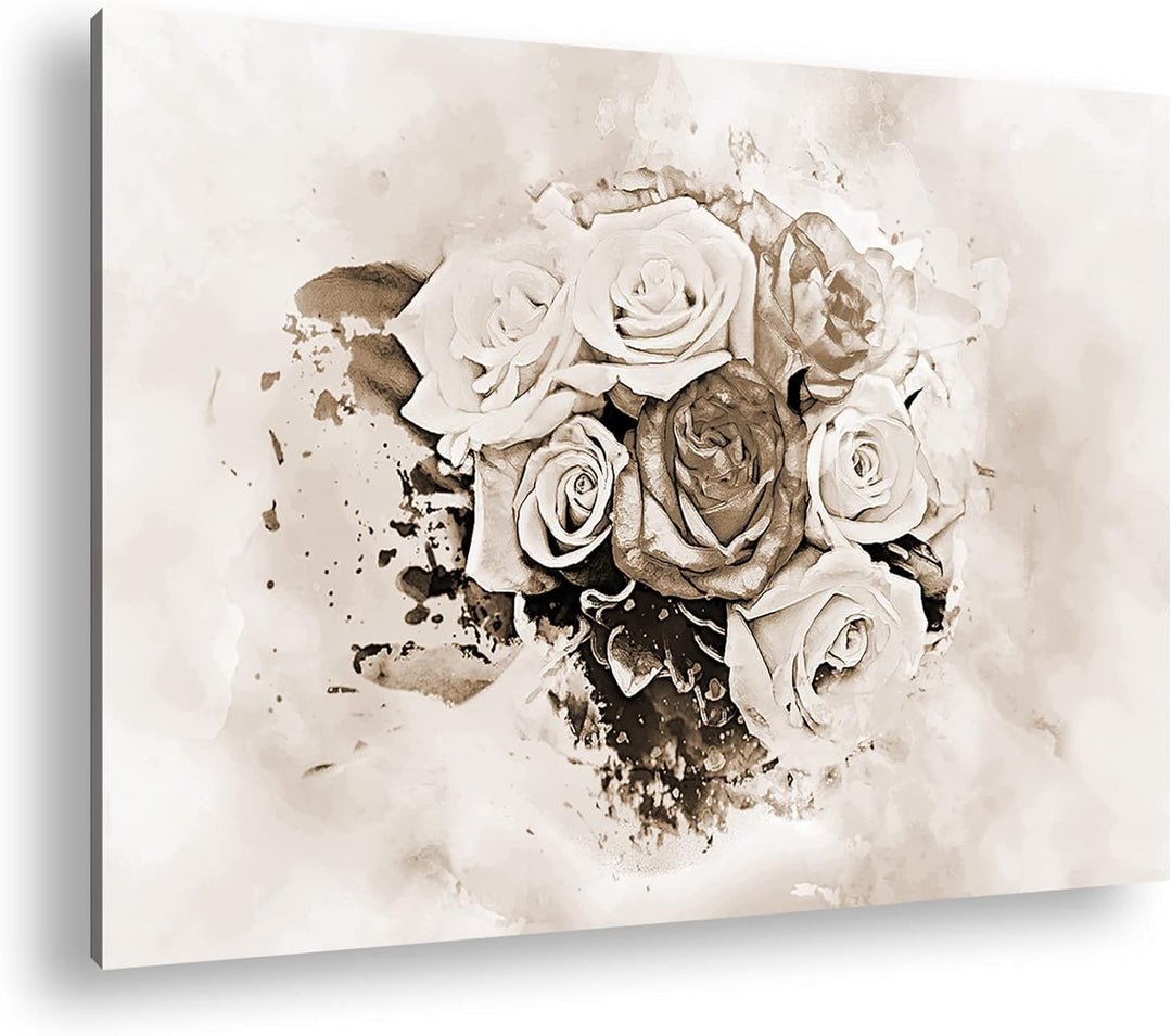 deyoli Rosen Blumenstrauss Format: 80x60 Effekt: Sepia als Leinwandbild, Motiv fertig gerahmt auf Ec