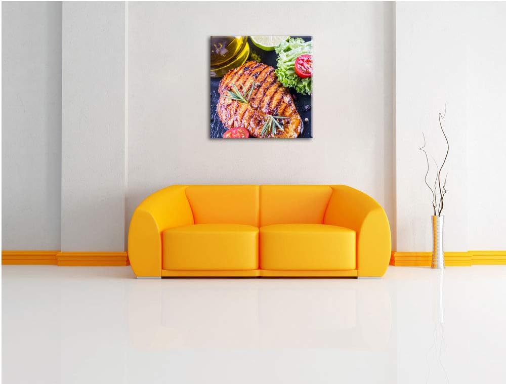 Grillmeister Steak, Format: 70x70 auf Leinwand, XXL riesige Bilder fertig gerahmt mit Keilrahmen, Ku