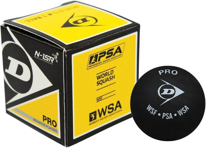 Dunlop Sports Xx Squashball – Pro Box 12-ball box Schwarz/Doppelgelber Punkt, 12-ball box Schwarz/Do