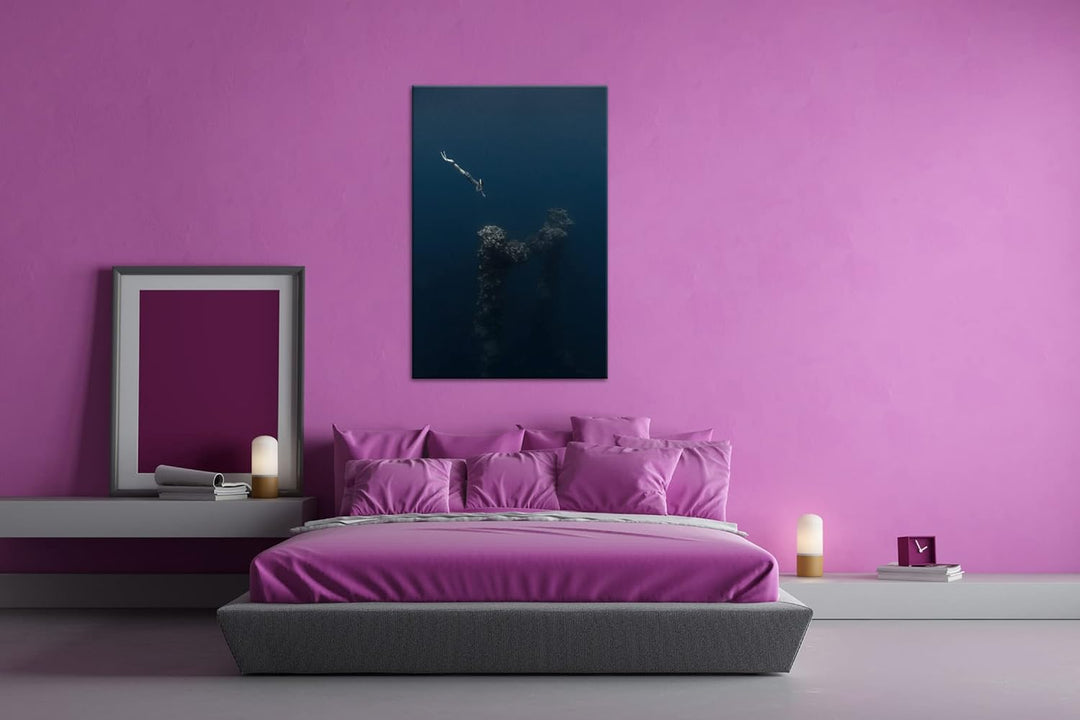 deyoli tiefer Tauchgang zum Meeresgrund Format: 80x60 als Leinwandbild, Motiv fertig gerahmt auf Ech