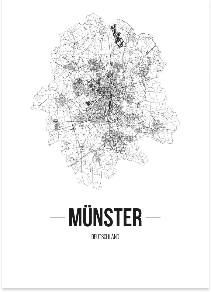 JUNIWORDS Stadtposter, Münster, Wähle eine Grösse, 40 x 60 cm, Poster, Schrift B, Weiss 40 x 60 cm S