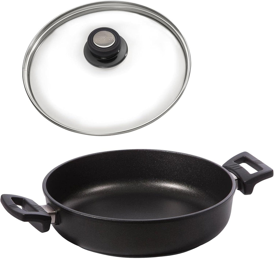 Eurloux Guss-Kasserolle Induktion Set & Glas-Deckel Ø28 cm - Universal Bratenkasserolle 4 Liter mit