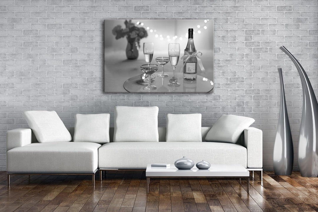 deyoli pinker Champagne Format: 80x60 Effekt: Schwarz/Weiss als Leinwand, Motiv fertig gerahmt auf E
