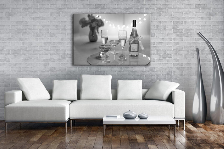 deyoli pinker Champagne Format: 80x60 Effekt: Schwarz/Weiss als Leinwand, Motiv fertig gerahmt auf E