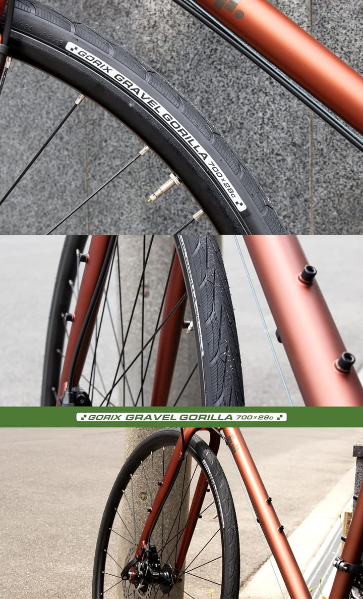 GORIX Rennrad Drahtreifen 700×28C Profil Gravel Rennrad Fahrrad (Gravel Gorilla)