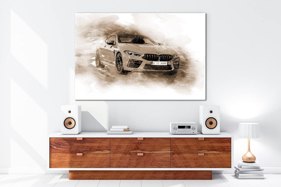 deyoli küstlericher Sportwagen Effekt: Sepia Format: 80x60 als Leinwandbild, Motiv fertig gerahmt au
