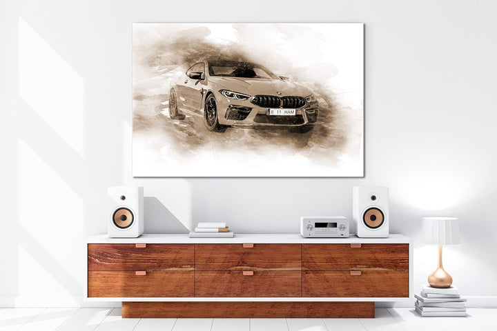 deyoli küstlericher Sportwagen Effekt: Sepia Format: 80x60 als Leinwandbild, Motiv fertig gerahmt au