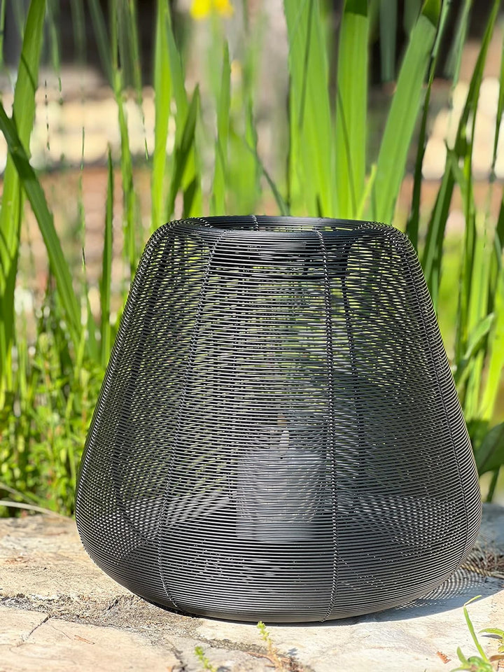 Brandsseller Windlicht Ø33 x H31 cm Metall Draht Gitter Design Schwarz Kerzenständer Laterne Indoor-